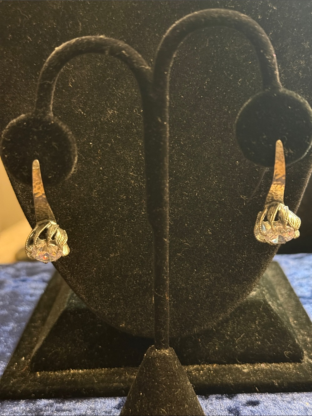 Artisan created, unusual eagle claw sterling silver fancy post earrings w Cubics